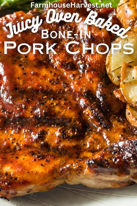 Thick Pork Chop Recipe, Pork Loin Chops Recipes, Oven Baked Pork Chops, Oven Pork Chops, Perfect Pork Chops, Bone In Pork Chops, Easy Baked Pork Chops, Baked Pork Chops Oven, Cooking Pork Chops