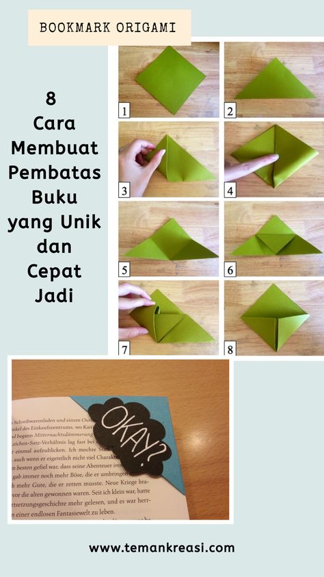 8 Cara Membuat Pembatas Buku yang Unik dan Cepat Jadi - Teman Kreasi Penanda Buku Diy, Buku Diy, Crafts Bookmarks, Penanda Buku, Diy Crafts Bookmarks, Random Picture, Printable Scrapbook Paper, Origami Tutorial, Editing Tutorials