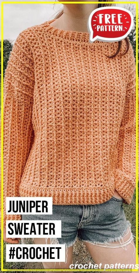 Cute and Cozy Crochet Sweater Patterns - Beautiful Dawn Designs Sweater Free Pattern, Free Crochet Sweater, Crochet Sweater Free, Crochet Sweater Pattern, Crochet Cardigan Pattern Free, Gilet Crochet, Crochet Jumper, Crochet Sweater Pattern Free, Crochet Ladies Tops