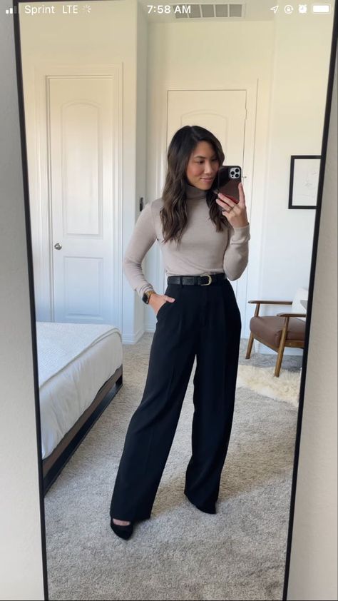 Ap Seminar Outfits, Simple Business Outfits Women, Casual Outfit With Slacks, Law Firm Outfits Women Winter, Social Worker Interview Outfit, Court Case Outfit, Interview Appropriate Outfits, Business Casual Outfits Slacks, Bank Job Interview Outfit