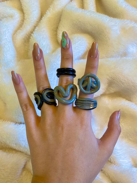 Air Dry Clay Ring, Diy Clay Projects, Diy Clay Rings, Funky Rings, Clay Ring, Fimo Jewelry, Clay Rings, Trendy Rings, Clay Diy Projects