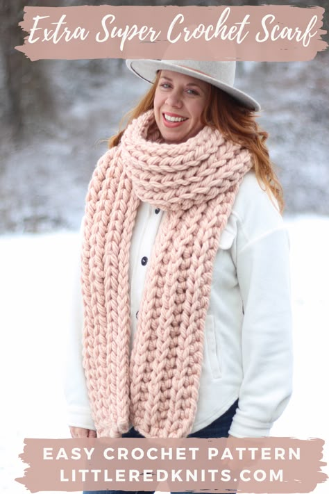 Super Chunky Yarn Crochet Scarf Pattern Free, Chunky Hand Knit Scarf Pattern, Crochet Holiday Scarf Pattern Free, Thick Scarf Crochet, Crochet A Scarf Free Pattern, Crochet Scarf Chunky Yarn Free Pattern, Bulky Crochet Scarf Pattern, Two Of Wands Crochet, Free Chunky Scarf Crochet Pattern