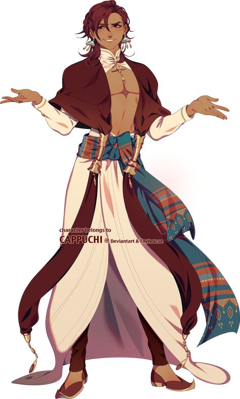 Egyptian Outfit, Desert Clothing, Desert Outfit, Egyptian Clothing, Male Dancer, Japon Illustration, Arte Inspo, Guy Drawing, Character Design Male