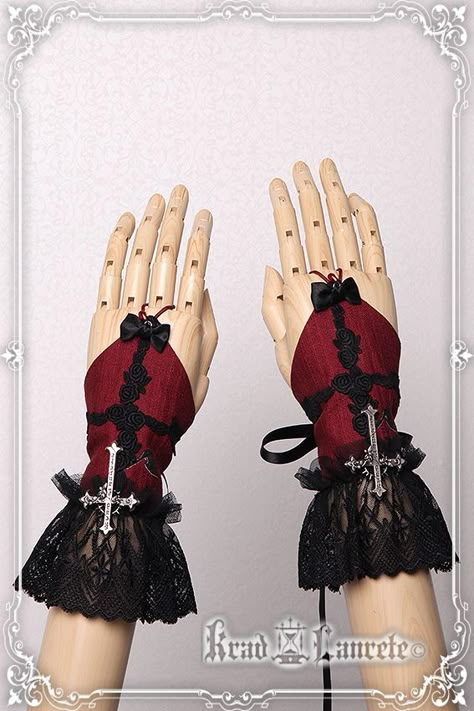 Red And Black Gloves, Gothic Accessories Aesthetic, Gothic Assessories, Goth Assessories, Black And Red Accessories, Gothic Gloves, Accessories Gothic, Anting Manik, Red Gothic