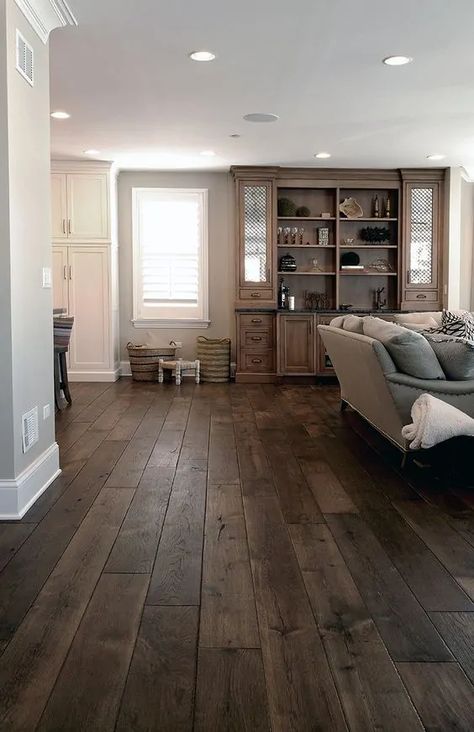 40 Dark Hardwood Floors That Bring Life To All Kinds Of Rooms Wood Floor Design, Farmhouse Flooring, Hardwood Floors Dark, Set Sofa, Dark Wood Floors, 아파트 인테리어, Engineered Hardwood Flooring, Living Room Flooring, Room Remodeling