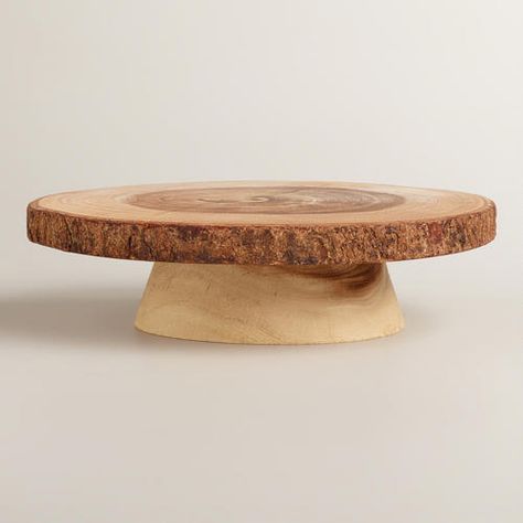 Wood Bark Pedestal Stand at Cost Plus World Market >> #WorldMarket Thanksgiving Entertaining #Holiday Cabin Chic, Serving Stand, Wood Bark, Classic Wedding Cake, Pedestal Stand, Wedding Cake Stands, Tabletop Accessories, Chic Christmas, Affordable Home Decor