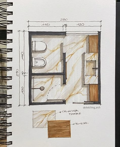 Interior Sketching, Floor Plan Rendering, Bathroom Layout Plans, Interior Design Sketchbook, Rendering Interior, Furniture Design Sketches, Interior Design Student, Interior Design Renderings, Architecture Drawing Plan