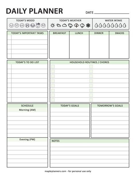 Free printable ADHD Adult Planner is perfect to keep track of all the different tasks you need to do and to remember important dates. Download and print your Planner printable today! Daily Docket, Chore Schedule, Printable Day Planner, Daily Printable, Todays Weather, Todays Mood, Date Today, Organization Skills, Notes Organization