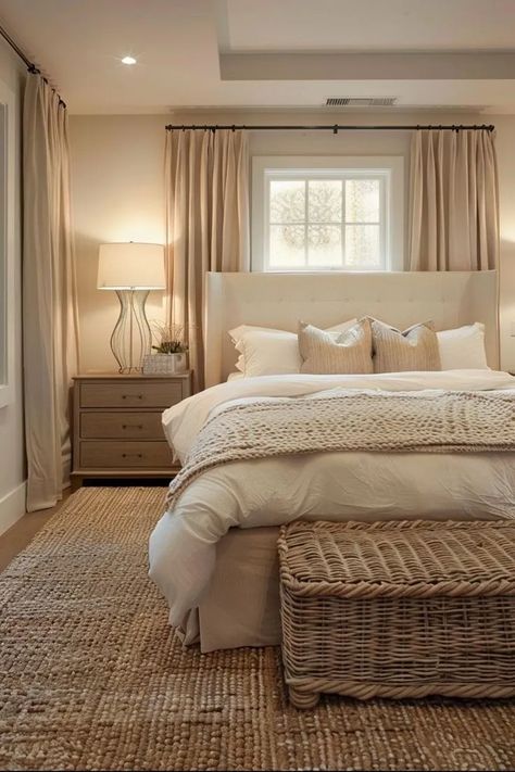 15 Neutral Bedroom Ideas for a Calm and Cozy Retreat | by Homesavydecor | Aug, 2024 | Medium Beige Wall Room Aesthetic, Cream Wall Paint Bedrooms, Classy Minimalist Bedroom, Bedroom Ideas Aesthetic Minimalist, Beige Comforter Bedroom Ideas, Oatmeal Bedroom, Beige Room Decor, Beige Bedrooms, Beige Walls Bedroom