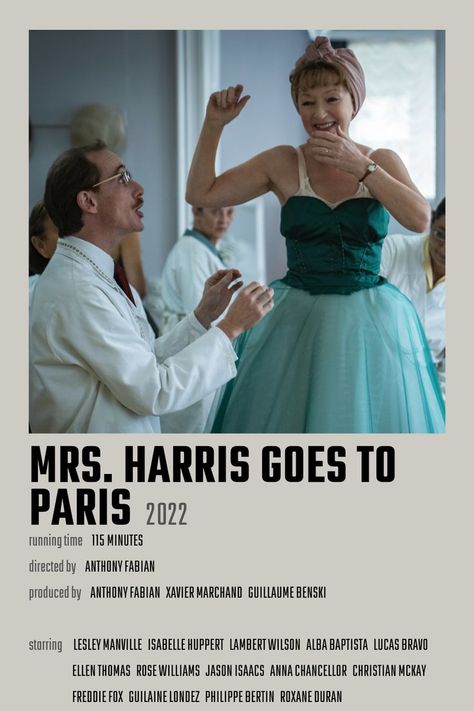 Mrs. Harris Goes to Paris Movie Poster Mrs Harris Goes To Paris, Bucket List Movie, Paris Movie, Movie Suggestions, Best Movie Lines, Fashion Movies, Film Recommendations, Girly Movies, Movie Recommendations