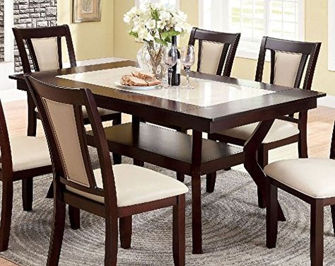 Furniture of America CM3984T Brent Rectangular Trestle Dining Table Wooden Dining Table Designs, Brown Dining Room, Large Shelf, Marble Top Dining Table, Counter Height Dining Table, Large Shelves, Dining Room Set, Glass Dining Table, Solid Wood Dining Table