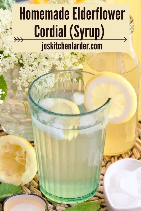 Homemade elderflower syrup or cordial is simply a must for that sweet and fragrant taste of early summer! Simple to make and oh so refreshing, make sure not to miss a chance of making your own as elderflower season is only fleeting. #elderflowercordial #elderflowersyrup #homemadepreserves #seasonalfood #foraging Elderflower Syrup Recipe, Elderflower Recipes, Elderflower Tea, Coffee Shop Drinks, Summer Party Drink, Elderflower Syrup, Herbal Diy, Cordial Recipe, Elderberry Juice