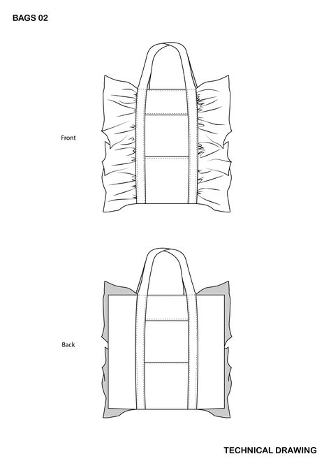 Ruffle Bag Diy, Ruffle Tote Bag Pattern, Ruffle Bag Pattern, Bag Technical Drawing, Tote Bag Drawing, Diy Bag Strap, Ruffle Bag, Peter Lee, Ruffles Bag