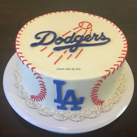 49ers Birthday Party, Dodgers Cake, Dodger Party, Dodgers Birthday Party, Dodgers Party, Baseball Birthday Cakes, Cake Ideas For Men, Sports Cakes, Baseball Cake