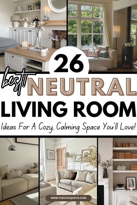 neutral living room Neutral Condo Living Room, Cream Living Rooms Ideas, Farmhouse Living Room Neutral Colors, How To Decorate A North Facing Living Room, Decorating With Neutral Colors, All Neutral Living Room, Decorating In Neutral Tones, Cosy Living Room Ideas Neutral, Minimalist Great Room