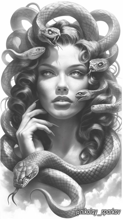 Medusa Artwork, Medusa Drawing, Medusa Tattoo Design, Mexican Art Tattoos, Medusa Art, Greek Mythology Tattoos, Tattoo Master, Geniale Tattoos, Mythology Tattoos