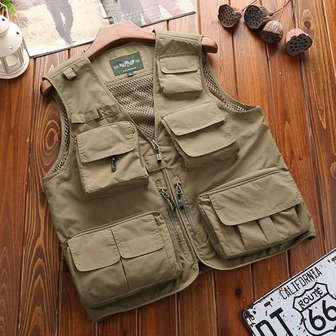 Photography Vest, Vest Outfits Men, Multi Pocket Vest, Safari Photography, Pocket Photo, Fishing Jacket, Pocket Camera, Jacket Summer, Waistcoat Men