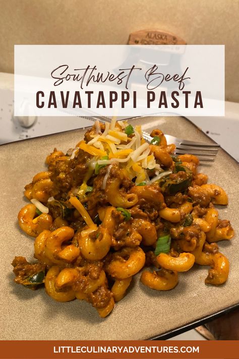 Hello Fresh Southwest Beef Cavatappi, Creamy Beef Cavatappi, Southwest Cavatappi, Dececco Pasta Recipes, Beef Cavatappi Pasta Recipes, Cavatappi Pasta Recipes Dinners, Cavatappi Pasta Bake, Hello Fresh Beef Recipes, Easy Cavatappi Pasta Recipes