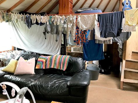 Simple home made indoor washing line. | A simple living journey