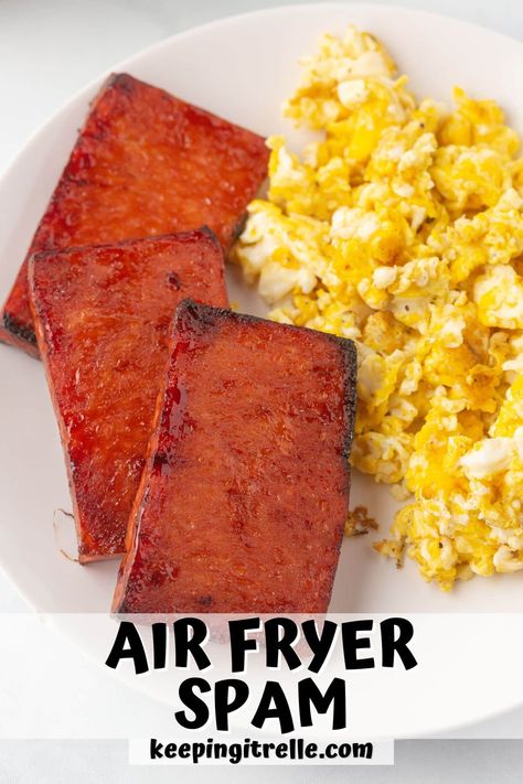 Air fryer SPAM is an easy way to cook up a local Hawaiian classic: SPAM! It’s salty, savory, sweet, and can be served in many different ways. Air Fry Spam, Air Fried Spam, Spam In Air Fryer, Air Fryer Spam Recipes, Keeping It Relle Recipes, Spam Airfryer, Air Fryer Spam, How To Cook Spam, Spam Fries