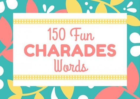 Everyone loves a good game of Charades! Brush up on those acting skills, because you're going to need them with this list of 150 easy, medium, and hard Charades words! Charade Ideas Funny, Charades Word List, Charade Ideas, Virtual Games For Kids, Charades Words, Charades For Kids, Charades Game, Summer Camp Games, Reunion Games