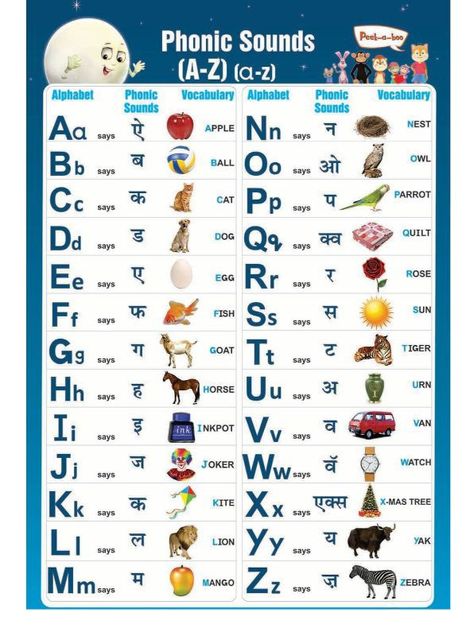 Alphabet Phonics Sounds Chart, Kids Learning Charts, Phonics Reading Activities, Phonics Sounds Chart, Phonic Sounds, Cvc Words Kindergarten, Hindi Alphabet, English Word Book, Ielts Reading