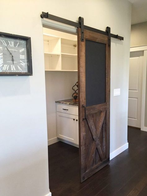 The Sliding Barn Door Guide: Everything you need to know about the hottest design trend - Grain Designs Rolling Doors, Sliding Pantry Doors, Barn Door Pantry, Barn Door Ideas, Barn Door Closet, Barn Door Designs, Pantry Doors, Diy Barn Door, Doors Sliding