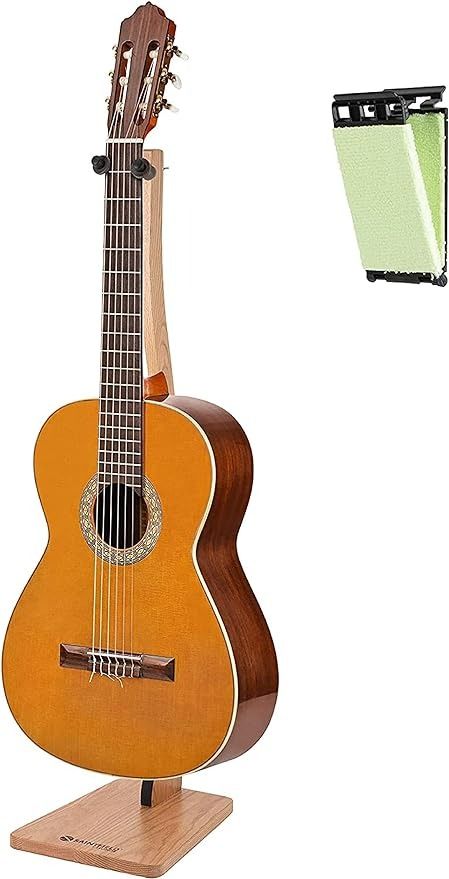 Amazon.com: Saintfield Studios Oak Guitar Stand - Single Freestanding Floor Rack Padded for Classic and Acoustic Guitar - Decorative and Elegant Wooden Instrument Support - Complete with Guitar String Cleaner : Musical Instruments Guitar Stand, Musical Instruments, Free Standing, Acoustic Guitar, Guitar, Flooring