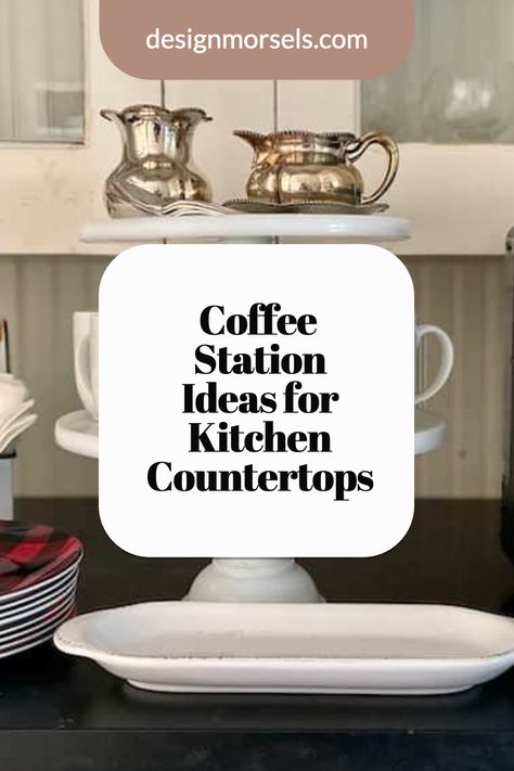 coffee station on countertop with text overlay coffee station ideas for the kitchen countertops Coffee Station Countertop Ideas, Countertop Coffee Stations, Coffee Station Accessories, Nespresso Station Coffee Corner Counter Space, Nespresso Coffee Station Ideas Countertop, Coffee Maker On Counter Ideas, Countertop Coffee Station, Espresso Machine Set Up On Kitchen Counter, Keurig Duo Coffee Station