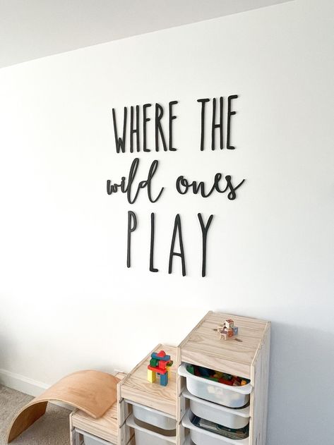 Where The Wild Ones Play, Reading Nook Bedroom, Diy Playroom, Wall Cut Out, Playroom Signs, Basement Playroom, Boys Playroom, Toddler Playroom, Kids Playroom Decor