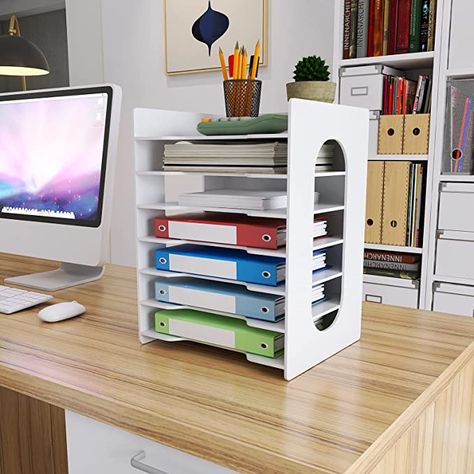 Amazon.com : Natwind Office 7 Tiers File Paper Organizer for Desk Desktop White File Holder Office Desk Organizer Mail Letter Tray & Paper Sorter Document Notebooks Storage Rack for Home Office School Classroom : Office Products Desk Paper Organizer, Notebook Storage, Paper Sorter, Organizer For Desk, Paper Organizer, A4 Size Paper, Letter Tray, Groove Design, Document Storage