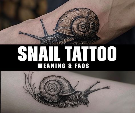 What is the symbolic meaning behind a snail tattoo? Snail Tattoo Meaning, Snail Tattoo Placement, Small Snail Tattoo Simple, Realistic Snail Tattoo, Snail Symbolism, Snail Skull Tattoo, Snail Shell Tattoo, Traditional Snail Tattoo, Snail Tattoo Simple