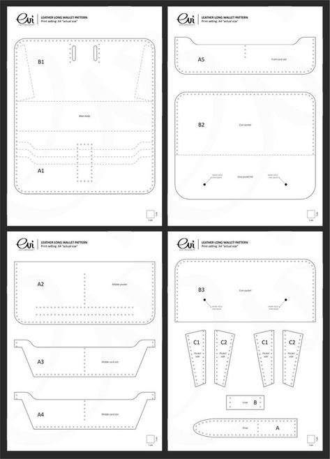 Paper Wallet Template, Diy Leather Wallet Pattern, Leather Card Wallet Pattern, Leather Wallet Template, Wallet Pattern Free, Leather Pattern Diy, Card Wallet Pattern, Leather Patterns Templates, Long Wallet Pattern