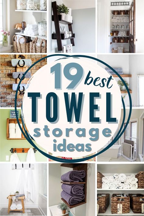 Under Sink Towel Storage, Towel Storage Small Bathroom, Bathroom Towel Storage Ideas, Towel Storage Ideas, Diy Towel Rack, Bathroom Storage Hacks, Bath Towel Storage, Bathroom Towel Storage, Small Bathroom Diy