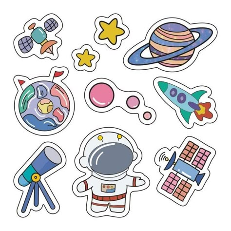 Astronaut Stickers Printable, Astronaut Sticker, Space Doodles, Science Stickers, Sticker Design Inspiration, Cute Easy Doodles, Butterfly Printable, Cute Laptop Stickers, Space Astronaut