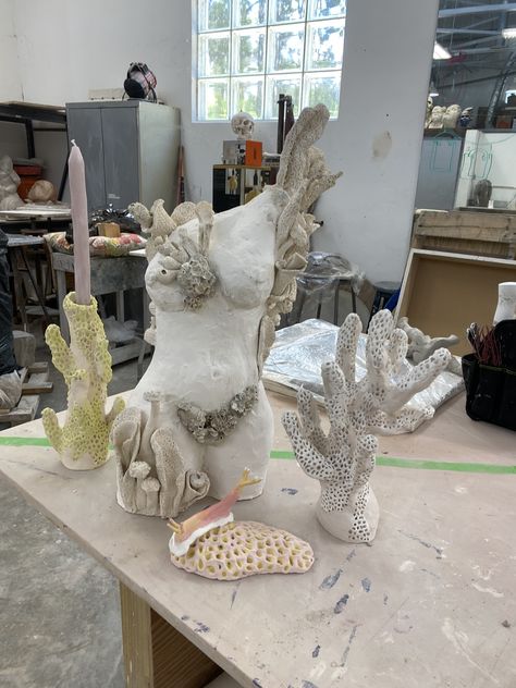 Ap Art Sculpture, Ap Ceramics Projects, Sea Life Sculpture, Ap Ceramics Portfolio, Coral Clay Sculpture, Ap Ceramics, Ap 3d Art, Clay Coral, Nature Sculpture