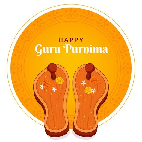 Guru purnima concept footwear or paduka ... | Premium Vector #Freepik #vector #flower #student #teacher #orange Guru Purnima Gift Ideas, Guru Purnima Cards For Kids, Guru Purnima Rangoli, Guru Purnima Drawing, Happy Guru Purnima Images, Guru Poornima, Good Evening Photos, Happy Guru Purnima, Guru Purnima