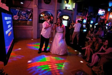 Karaoke at the reception. So me :-) Midsummer Festival, Apple Wedding, String Lighting, Wedding Game, Country Wedding Venues, Wedding Types, Decor Candles, Sheath Skirt, Wood Tables