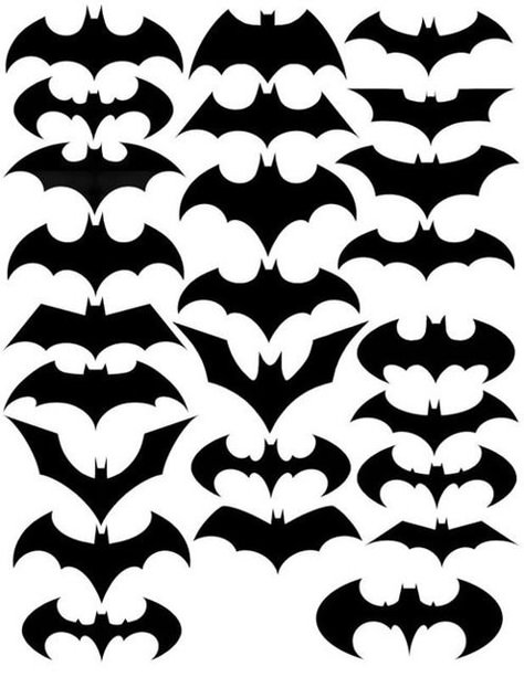 The Evolution of the Batman Symbol | Man Made DIY | Crafts for Men | Keywords: logo, design, tv, film Moldes Halloween, Bat Logo, Dekorasi Halloween, Bat Symbol, Kraf Kertas, Halloween Kunst, Halloween Fest, Batman Symbol, Batman Party