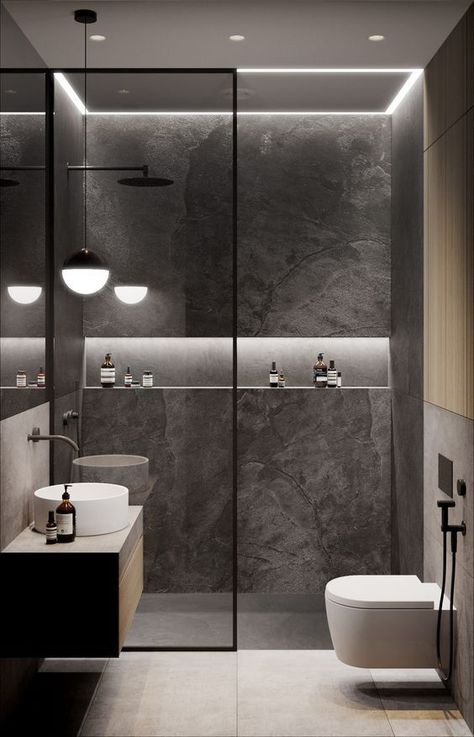 تصميم دورة مياه, Toilet And Bathroom Design, Elegant Bathroom Design, Bathroom Design Small Modern, Modern Small Bathrooms, Small Bathroom Interior, Bathroom Design Layout, Washroom Decor, Bathroom Inspiration Modern