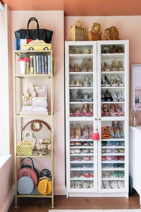 storage hacks in my tiny new york apartment that just make sense — prêt-à-provost Tiny New York Apartment, Under Cabinet Storage, Tiny Studio Apartments, Apartment Storage, House Storage, Space Saving Hangers, Closet Room, New York Apartment, Shoe Display