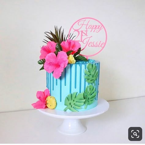 Hawaiian Party Cake, Tropical Birthday Cake, Hawaii Cake, Bomb Cake, Hawaiian Cake, 25th Birthday Cakes, Tropical Birthday Party, Birthday Cakes For Her, Hawaiian Birthday Party