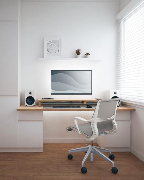 40 Aesthetic Home Offices That Serve With Style White Desk Setup, Luxurious Home Office, Home Office Set Up, Bedroom Inspirations Minimalist, Office Aesthetic, Minimalist Desk, Workspace Inspiration, White Desks, Aesthetic Home