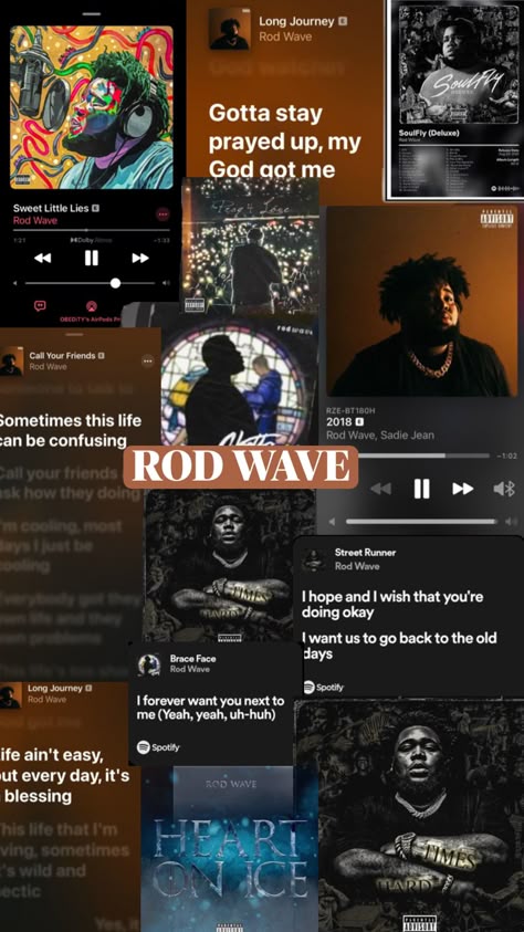 Rod Wave Songs, Rod Wave Lyrics Wallpaper, Rod Wave Quotes, Rod Wave Collage, Rod Wave Wallpaper, Wave Collage, Waves Lyrics, Waves Song, Waves Wallpaper Iphone