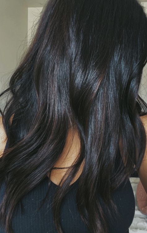 Black Chocolate Hair Color, Dark Hair With Cool Tones, Black Hair Colors With Highlights, Subtle Dark Hair Highlights, Dark Brown Hair Blue Undertone, Dark Hair With Subtle Dimension, Shorter Black Hair, Dimension On Black Hair, Balage Hair Black Dark Brown