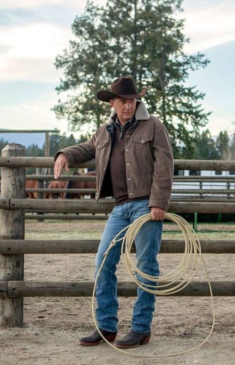 John Dutton Yellowstone Tv Series, Cowboy Outfit For Men, Yellowstone Outfits, John Dutton, Yellowstone Series, Action Hero, Rugged Men, Mens Bootcut Jeans, Cowboy Up