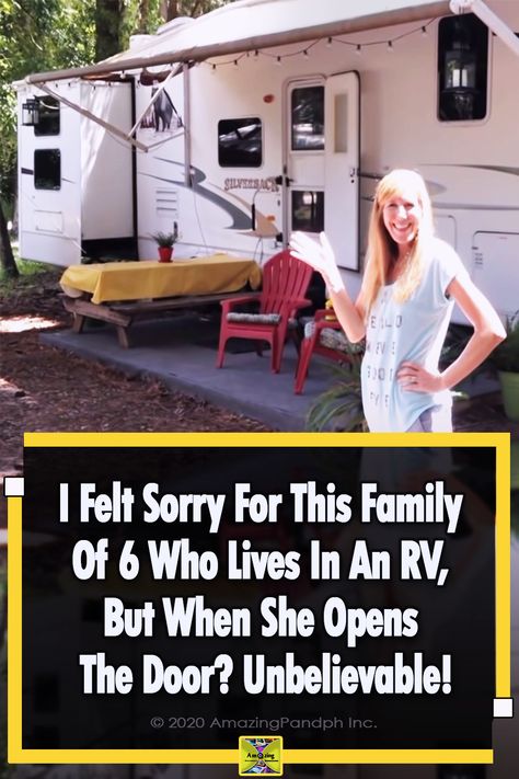 Mom says her family of 6 lives in this RV. When I looked inside, my jaw dropped! #Family #home #house #RV #Tour #Decoration Camper Home Rv Living Tiny House, Family Of 6 Rv Living, Rv Mudroom, Camper Inside Ideas, Mobile Home Space Saving Ideas, Camping In Style, Rv Add On Rooms, Camper Storage Organization, Rv Organizing Ideas