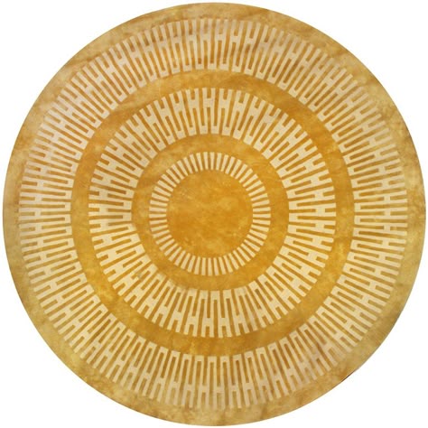 1stdibs | Floor Rug By Edward Fields Abstract Round Rugs, Round Sunburst Rug, Curcular Rug, Vintage Circular Rugs, Sentosa Singapore, Yellow Circular Rug, Circular Rug, Sunburst Pattern, Interior Design Rugs