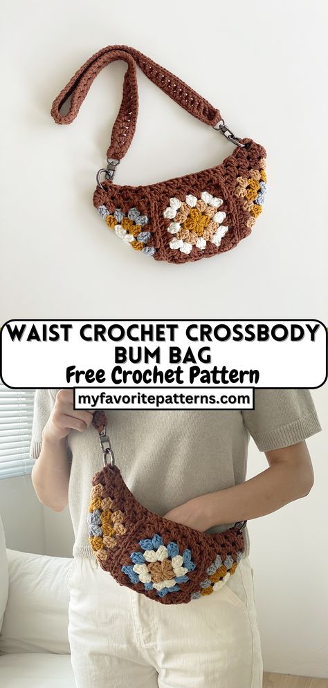 Waist Crochet Crossbody Bum Bag Free Crochet Bag, Amazing Crochet, Crochet Bag Pattern Free, Crochet Market Bag, Crochet Work, Crochet Business, Crochet Design Pattern, Crochet Purse Patterns, Crochet Cross