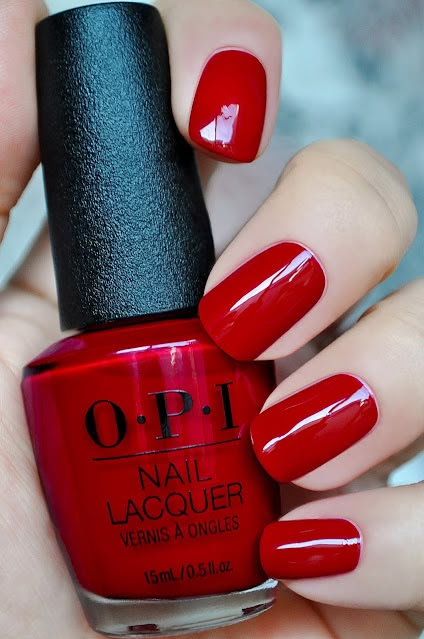 Opi Red Nail Polish, Red Nails Ideas, Cherry Red Nails, Square Nails Art, Best Nail Polish Colors, Red Gel Nails, Opi Polish, Opi Nail Colors, Nails Now